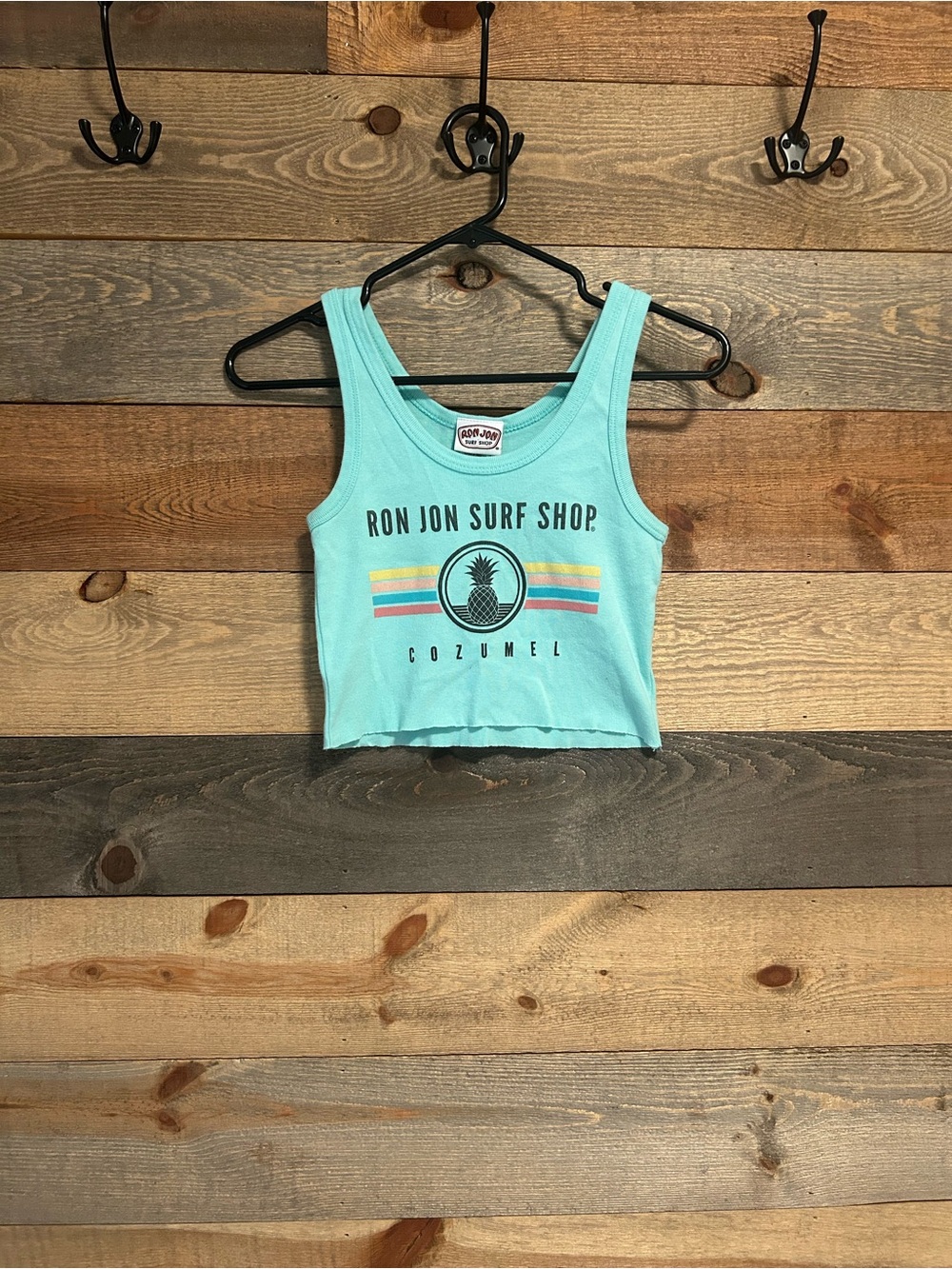 Ron Jon Cozumel Aqua Crop Tank with Multicolor Stripe